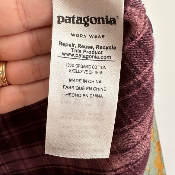 Patagonia Women's Long Sleeve Organic Cotton Heywood Flannel Button Up Size 12 - Picture 5 of 7